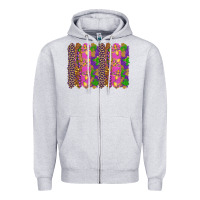 Heather Grey mardi gras brushstrokes Zipper Hoodie - RanaPortraitStore