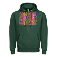 Sports Green mardi gras brushstrokes Zipper Hoodie - RanaPortraitStore