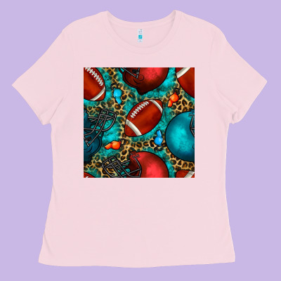 American Football Helmet With Leopard And Gemstone Ladies Tee Designed By Bundleandbundleshop