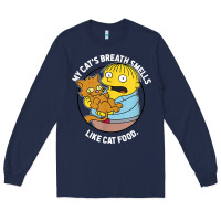 Navy the simpsons ralph my cat's breath smells like cat food t shirt Long Sleeve Tee - linhVisuals