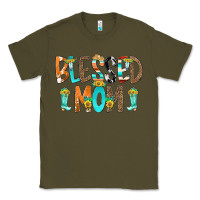 Army Green Blessed Mom Classic Tee - CowCowDesign