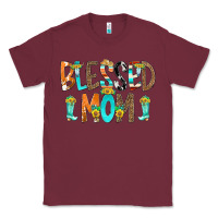 Burgundy Blessed Mom Classic Tee - CowCowDesign