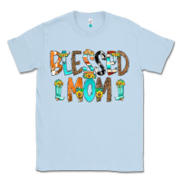 Dusty Blue Blessed Mom Classic Tee - CowCowDesign