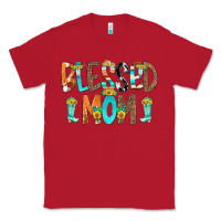 Red Blessed Mom Classic Tee - CowCowDesign