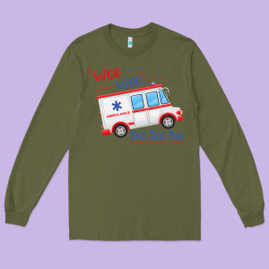 Emt Paramedic Wee Woo Ambulance Boo Long Sleeve Tee Designed By Linhvisuals