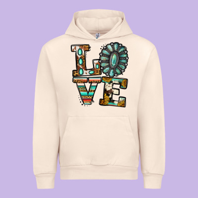 Turquoise Serape Love Urban Hoodie Designed By Jasminsmagicworld
