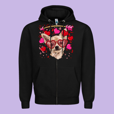 Valentine's Day  Chihuahua Zipper Hoodie Designed By Ranaportraitstore