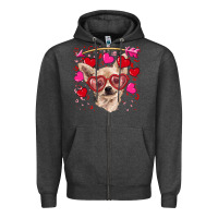 Charcoal Heather valentine's day  chihuahua Zipper Hoodie - RanaPortraitStore