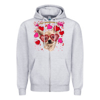 Heather Grey valentine's day  chihuahua Zipper Hoodie - RanaPortraitStore