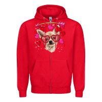 Red valentine's day  chihuahua Zipper Hoodie - RanaPortraitStore