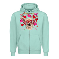 Seafoam valentine's day  chihuahua Zipper Hoodie - RanaPortraitStore