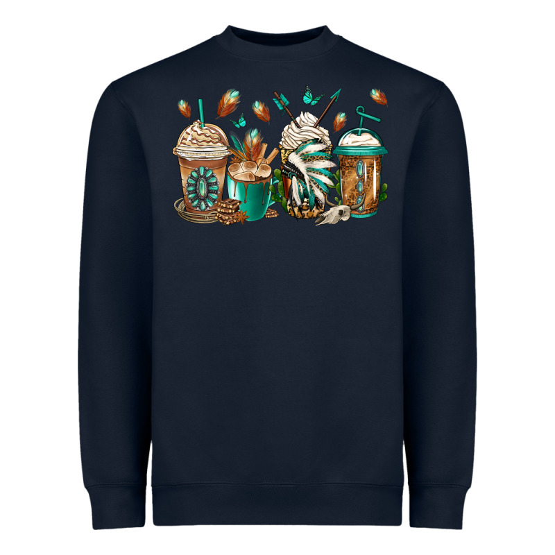 Indian Headdress Coffee Cups Heavyweight Sweatshirt by Jasminsmagicworld | Teevron