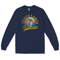 Navy three lakes wisconsin wi fish fishing northern wisconsin Long Sleeve Tee - linhVisuals