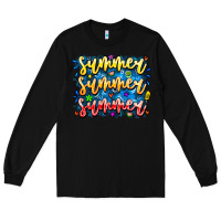 Black Summer Summer Summer Long Sleeve Tee - CowhideDigitalArt