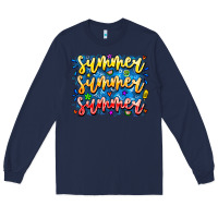 Navy Summer Summer Summer Long Sleeve Tee - CowhideDigitalArt