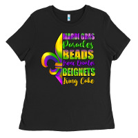Black mardi gras parades beads french quarter beignets Ladies Tee - FaDigitalArtStudio
