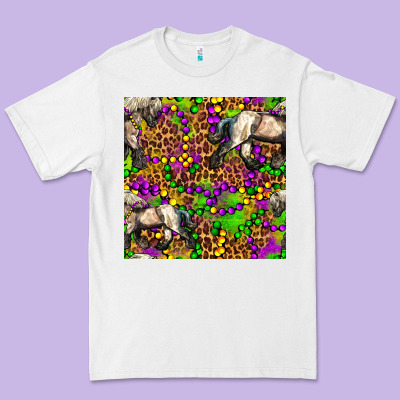 Mardi Gras Leopard Horse Seamless Pattern Premium Tee Designed By Fadigitalartstudio