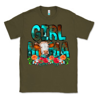 Army Green Girl Mama Flowers Cow Classic Tee - CowCowDesign