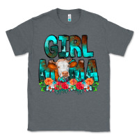 Charcoal Heather Girl Mama Flowers Cow Classic Tee - CowCowDesign