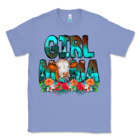Colony Blue Girl Mama Flowers Cow Classic Tee - CowCowDesign