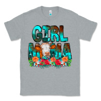 Heather Grey Girl Mama Flowers Cow Classic Tee - CowCowDesign