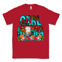 Red Girl Mama Flowers Cow Classic Tee - CowCowDesign