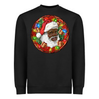 Black Black Santa Christmas Heavyweight Sweatshirt - RanaPortraitStore