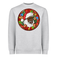 Heather Grey Black Santa Christmas Heavyweight Sweatshirt - RanaPortraitStore