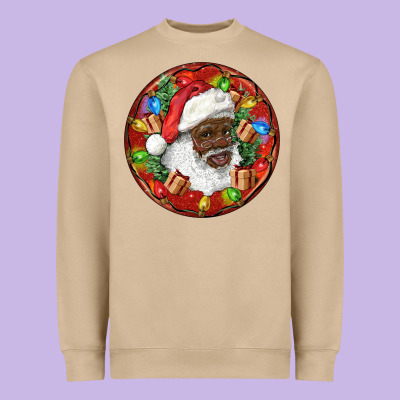 Black Santa Christmas Heavyweight Sweatshirt Designed By Ranaportraitstore