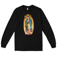 Black our lady of guadalupe virgin mary mexico mexican Long Sleeve Tee - linhVisuals