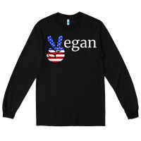 Peace American Flag Vegan Long Sleeve Tee | Teevron