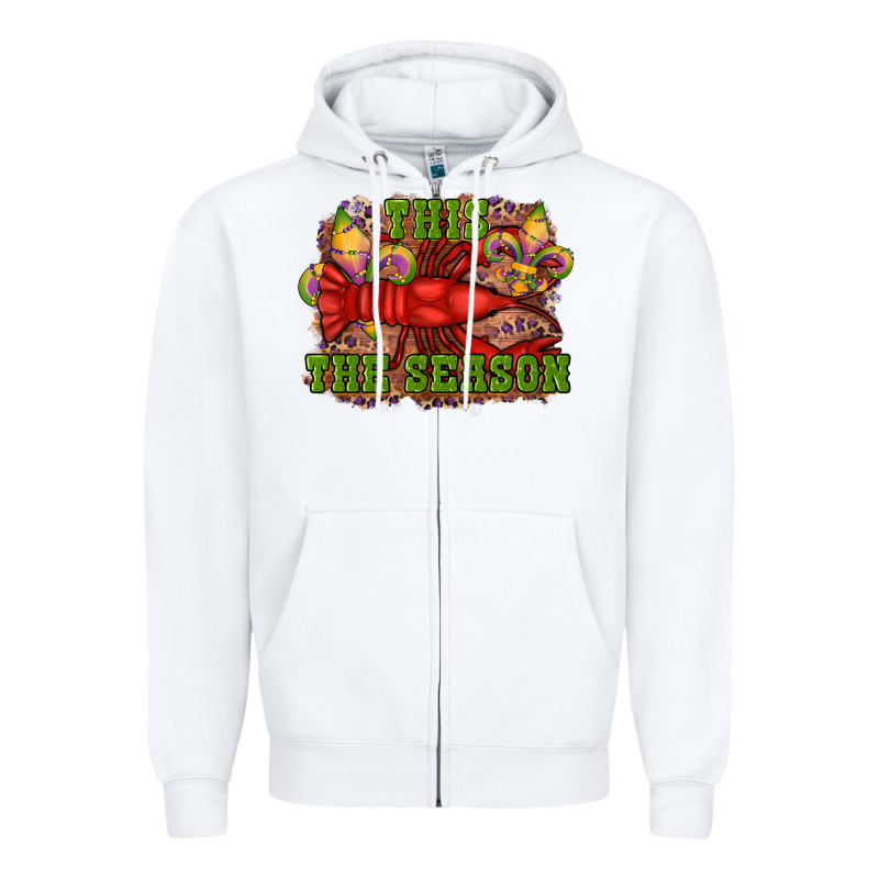 Mardi Gras This The Season Crawfish Fleur De Lis Zipper Hoodie by RanaPortraitStore | Teevron