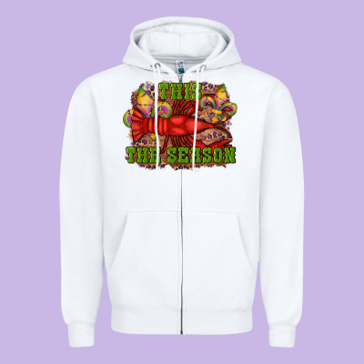 Mardi Gras This The Season Crawfish Fleur De Lis Zipper Hoodie Designed By Ranaportraitstore