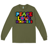 Army Green peace love kindness Long Sleeve Tee - linhVisuals
