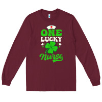 Burgundy one lucky nurse design st. patricks nurse Long Sleeve Tee - linhVisuals