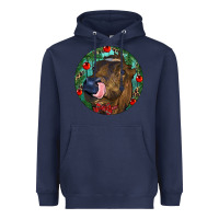 Navy Longhorn Cow Christmas Heavyweight Hoodie - RanaPortraitStore