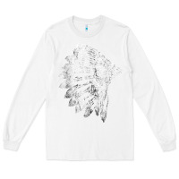White native american feather headdress indian chief tribes prid t shirt Long Sleeve Tee - linhVisuals