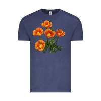 Vintage Denim California Poppy Flower Vintage Tee - RanaPortraitStore