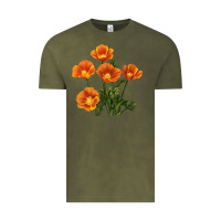 Vintage Olive California Poppy Flower Vintage Tee - RanaPortraitStore