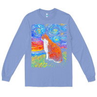 Colony Blue cat t  shirt orange and white tabby cat t  shirt Long Sleeve Tee - linhVisuals