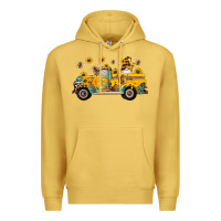Antique Gold western bee gnomes truck sunflowers honeycomb beehive honey turquoise Premium Hoodie - Artiststas