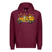 Burgundy western bee gnomes truck sunflowers honeycomb beehive honey turquoise Premium Hoodie - Artiststas