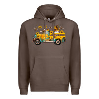 Coffee western bee gnomes truck sunflowers honeycomb beehive honey turquoise Premium Hoodie - Artiststas