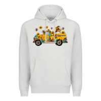 Dove Grey western bee gnomes truck sunflowers honeycomb beehive honey turquoise Premium Hoodie - Artiststas