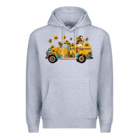 Heather Grey western bee gnomes truck sunflowers honeycomb beehive honey turquoise Premium Hoodie - Artiststas
