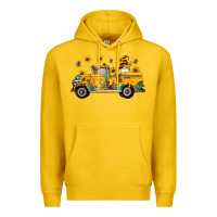 Lemon western bee gnomes truck sunflowers honeycomb beehive honey turquoise Premium Hoodie - Artiststas