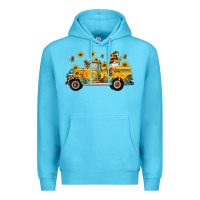 Ocean Blue western bee gnomes truck sunflowers honeycomb beehive honey turquoise Premium Hoodie - Artiststas