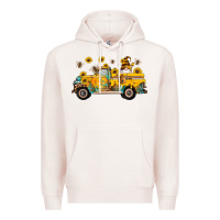 Pale Pink western bee gnomes truck sunflowers honeycomb beehive honey turquoise Premium Hoodie - Artiststas