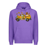 Purple western bee gnomes truck sunflowers honeycomb beehive honey turquoise Premium Hoodie - Artiststas
