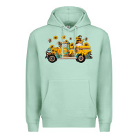 Seafoam western bee gnomes truck sunflowers honeycomb beehive honey turquoise Premium Hoodie - Artiststas